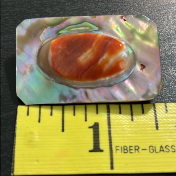 Abalone Rectangular Blister Pearl Brooch-Vintage - Picture 5 of 5